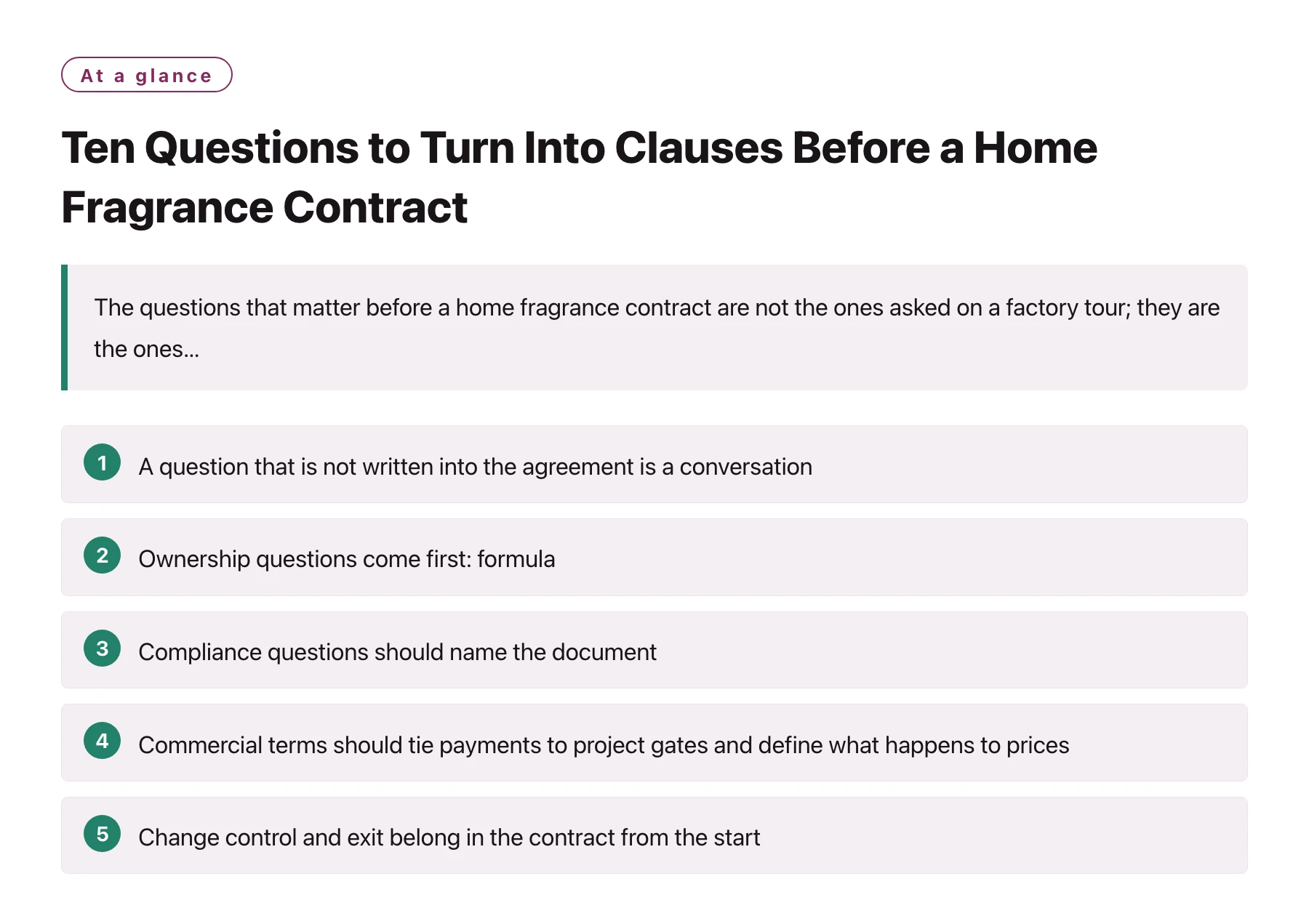 Ten Questions to Turn Into Clauses Before a Home Fragrance Contract——全文要点速览